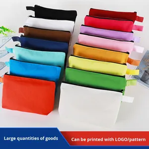 Pochette à fermeture éclair en toile écologique avec logo personnalisé, étui à crayons, organiseur de maquillage, sac à monnaie, motif géométrique - Product Image 4