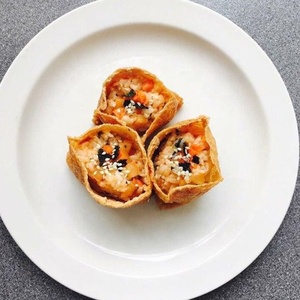 Venta al por mayor Skin <span class=keywords><strong>Inari</strong></span> Tofu Pocket Tofu Products Comida Halal Frozen Sazonado <span class=keywords><strong>Inari</strong></span> Tofu Pockets - Product Image 1