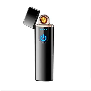 Nouvel arrivage TECHNO vente chaude écran tactile conçoit en fonction du client cigarette mini bobine de recharge flip-top USB briquet avec affichage de puissance