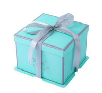 Logo personnalisé haute qualité cadeau gâteau dessert boîte paquets impression carton papier emballage anniversaire mariage gâteau boîte avec ruban