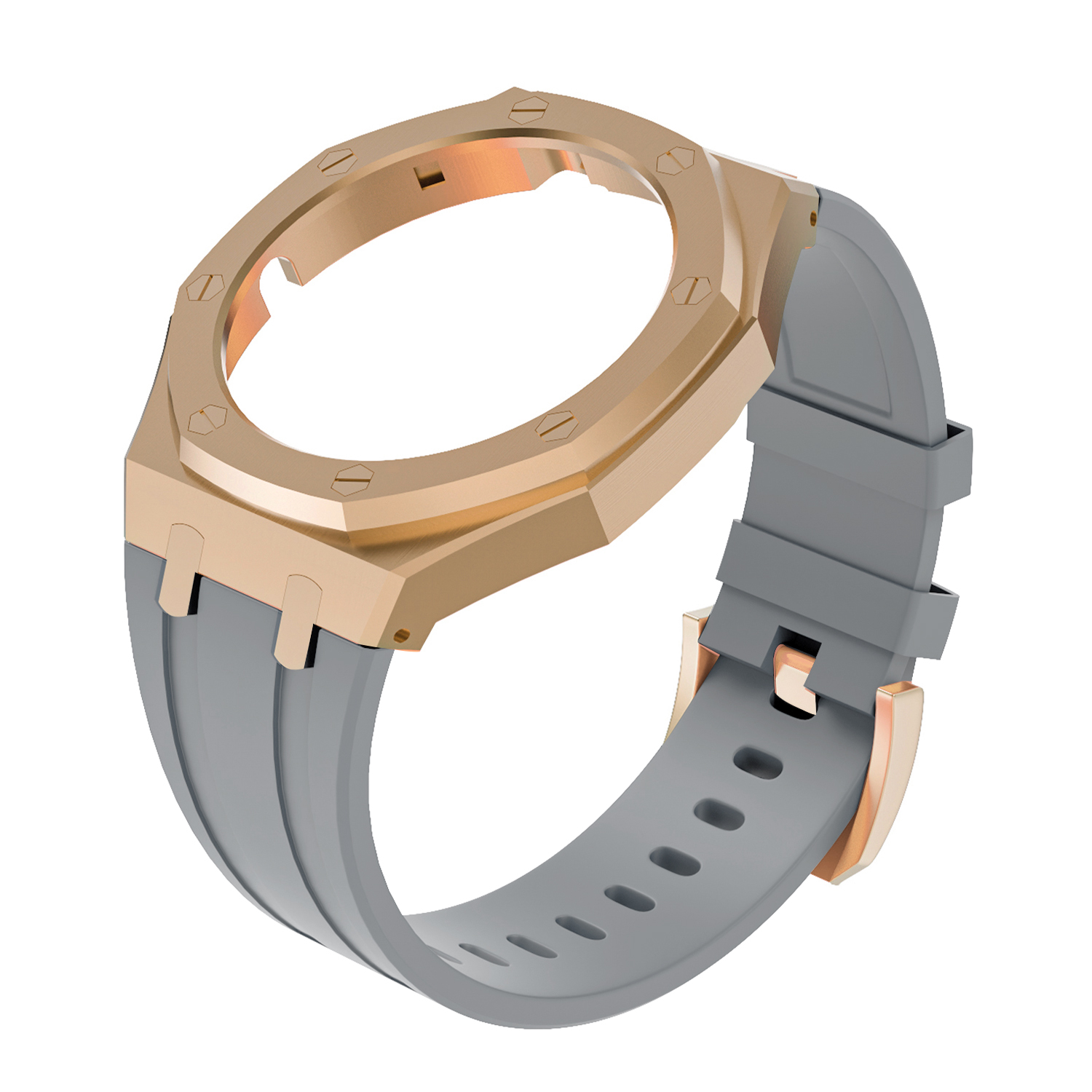 Rose gold+grey silicion band