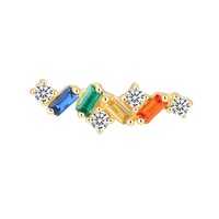 Histoires de Piercing Piercing en or massif 14K Filetage interne Top Helix Conch Body Piercing Jewelry Mix Stones