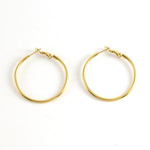 Boucles d'oreilles créoles en acier inoxydable plaqué or 18 carats, 40 mm, grandes créoles plaquées or - Product Image 1