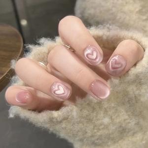 Nouveau produit lancé. Ongles portables de luxe haut de gamme, rose nude, texture scintillante, diamant brillant, fabrication artisanale pure - Product Image 2