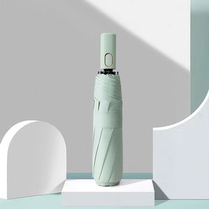Parapluie d'été noir enduit, modèle 096, ultra-léger, à 8 baleines, avec poignée en caoutchouc, logo personnalisé, automatique et tendance, vente en gros usine - Product Image 3