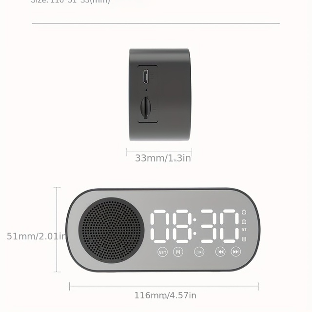 Multi-functional Smart BT Alarm Digital Speaker Hifi Sound Quality Portable Wireless Speaker Led Mirror Screen Alarm Clocks