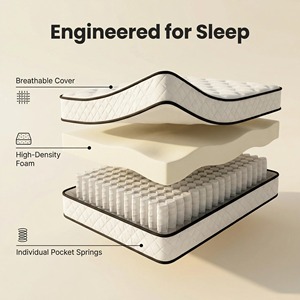 Materasso a molle insacchettate di livello alberghiero moderno, silenzioso, con supporto zonale per la colonna vertebrale, ipoallergenico, ecologico, traspirante, durevole, sottovuoto - Product Image 4