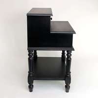 Table de chevet noire à 2 tiroirs avec étagère ouverte, table d'appoint multifonctionnelle pour chambre à coucher et salon