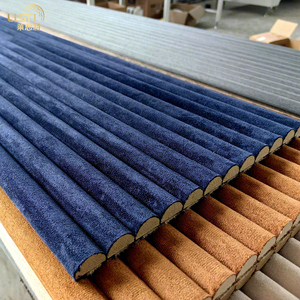 Stile europeo Design blu tondo <span class=keywords><strong>legno</strong></span> flessibile MDF Tambour parete curva assorbimento acustico pelle scamosciata parete acustica - Product Image 1