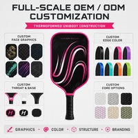 Raquette de pickleball en fibre de carbone T700 rose fluo 16 mm avec service OEM/ODM et marque privée pour les marques sportives et l'entraînement