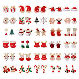 Pendientes de circonita con forma de árbol de Navidad, copo de nieve y campana para <span class=keywords><strong>mujer</strong></span>, a la moda, venta directa de proveedor mayorista - Product Image 3