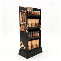 Présentoir de sol en carton personnalisable pour épices, noix et sachets en supermarché, présentoir à niveaux pour vente en gros et au détail (POP)