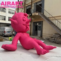 Personnage gonflable de démon rose sur mesure, installation artistique pour parc d'Halloween, figurine gonflable de démon pour la décoration d'événements festifs