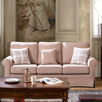 Vintage Couch Wohnzimmer-Sofas im Amerikanischen Landhausstil, Gepolstertes Sofa-Set 1+2+3-Sitzer mit Abgerundeten Armlehnen für Haus und Wohnung