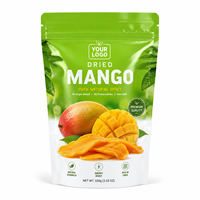 Sachet d'emballage personnalisé pour mangues séchées, pochette brillante à fermeture éclair avec fenêtre transparente pour fruits, idéal pour l'emballage de snacks