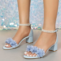 Sandales pour femmes, été, nouvelle collection, fleurs en perles, semelle souple, antidérapantes, décontractées, polyvalentes, style féerique, chaussures pour femmes
