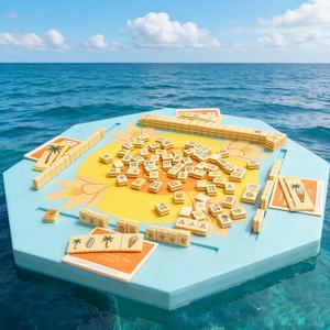 Table de jeu de plage pliable de luxe en EVA avec logo personnalisé, pour Mahjong et Dominos, avec rainures pour les tuiles - Product Image 1