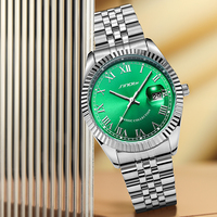 Montre mécanique automatique pour homme avec boîtier rond, cadran multicolore, bracelet en acier inoxydable, résistante à l'eau, montre-bracelet pour affaires
