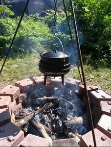 Panela de acampamento Potjie de ferro fundido com 3 pernas Panela sul-africana para jardim ao ar livre