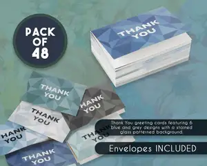 Упаковка из 48 /24 /12 поздравительных открыток, набор поздравительных открыток с конвертом в комплекте, подарочная упаковка, двухслойные поздравительные открытки
