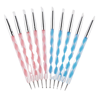 Stylo Double tête en silicone, 1 pièce, pointe en métal, art des ongles, avec poignée en acrylique