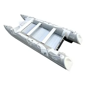 New 6 Persons Aluminum Inflatable Sailboat Boat Factory 430cm Inflatable Catamaran Racing High Speed Boats