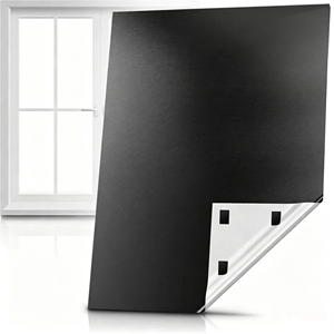 Film occultant portable pour fenêtre, 100 % occultant, avec support isolant thermique argenté, sans perçage, auto-adhésif, pare-soleil noir - Product Image 1