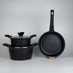 高品質モダンノンスティックアルミ調理器具セット20-24cm韓国風ストックポットと24cmフライパン「アワープレイス」調理器具セット - Product Image 1