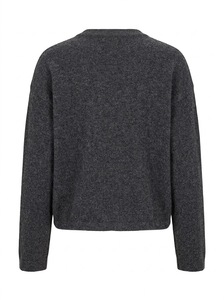 Pull en tricot court gris pour femme avec lettre brodée, pull décontracté pour toutes les saisons - Product Image 3