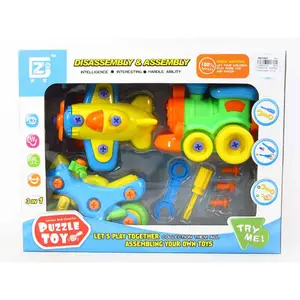 Kinderen intelligente neem afgezien voertuig speelgoed DIY plastic montage speelgoed set