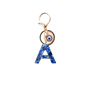 Llavero de Resina Azul Rey y Amuleto de Ojo Turco para Bolso de Mujer, 26 Letras Mayúsculas del Alfabeto Inglés, Aleación de Zinc - Product Image 5