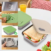 Boîte à lunch en acier inoxydable, contenants à sandwich avec couvercles, boîte à lunch en métal, contenants à sandwich en métal, boîte à lunch pour la préparation des repas