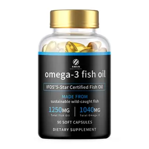 Capsules d'huile de poisson de haute qualité OEM 1000mg Omega 3 Softgels Huile de poisson à avaler facile Omega 3 avec saveur de citron
