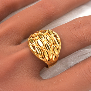 Anillos de Joyería Fina Ajustables Chapados en Oro de 18K con Diseño Floral Hueco Vintage Elegante para Mujer - Accesorio de Joyería al por Mayor - Product Image 2