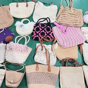 Borse tote in tessuto usate miste - 90% nuove, alla moda, da donna, in paglia, borse a tracolla casual da spiaggia e per uso quotidiano - Product Image 6