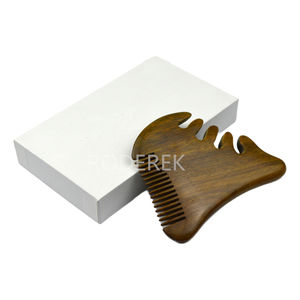 Haute qualité naturel vert bois de santal tête méridien large dent peigne en bois cuir chevelu Massage peigne visage Gua Sha outils pour la croissance des cheveux - Product Image 4