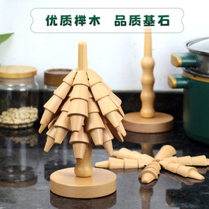 Solid Wood <b>Christmas</b> <b>Tree</b> Mat Beech Heat Resistant 22cm With Base For <b>Table</b> Decoration - Product Image 4