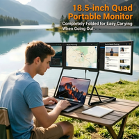 Moniteur portable à trois écrans 3*18,5 pouces en aluminium 300cd/m² pliable pour ordinateur portable, triple écran pour trader en bourse, travail en extérieur ou au bureau