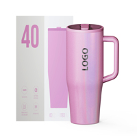 Gobelet isotherme en acier inoxydable double paroi sous vide, 40 oz, personnalisé 2026, avec bec amovible et couvercle anti-fuite, finition arc-en-ciel nacré