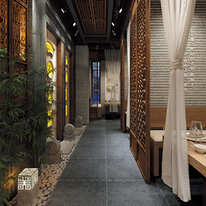 Phong Cách Hiện Đại Cổ Trung Quốc <span class=keywords><strong>Ming</strong></span> Qing cổ điển sàn gạch tối retro cổ xây dựng phong cách mới cho phòng khách sàn gạch - Product Image 4