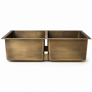 16 Đo Brass Brushed Vintage bát đôi hai Bồ<span class=keywords><strong>n</strong></span> Rửa Nhà Bếp undermount Drop Handmade Đồng kết thúc lưu vực bề<span class=keywords><strong>n</strong></span> thiết kế sang trọng - Product Image 2