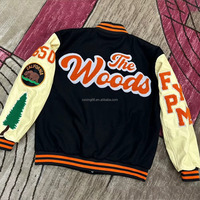 Chaqueta de Invierno para Hombre con Logotipo, Chaqueta de Exterior con Logotipo Personalizado, Chaqueta Varsity con Mangas de Cuero para Hombre