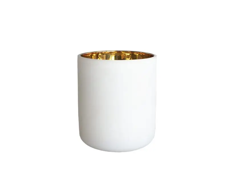 Luxe ronde opaque wit glas kaars potten innerlijke goud kwik