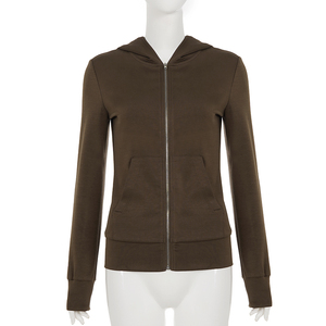 American Casual Zip Up Hoodie Slim Fit Slimming Long Sleeve <b>Layering</b> <b>Top</b> Spring Fall Light Jacket for Women - Product Image 6