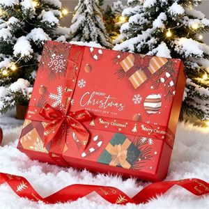 Boîte cadeau de Noël avec couvercle, ruban, boîte en carton rigide pliable, emballage de Noël pour cadeaux et artisanat - Product Image 5