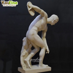 Statue de lancer de <span class=keywords><strong>disque</strong></span> en marbre taille réelle, sculpture d'art sculptée à la main pour extérieur, villa, parc, jardin - Product Image 6