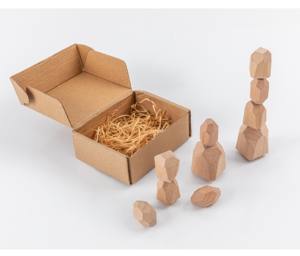 Blocchi di costruzione per l'apprendimento prescolare Montessori in legno massello che impilano e smistano pietre di bilanciamento per giovani studenti - Product Image 1