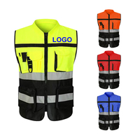 Gilet de sécurité personnalisé réfléchissant de haute qualité, uniformes de chantier en polyester, gilet de travail réfléchissant avec poches