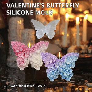 ORIGINAL Butterfly <b>Silicone</b> Candle Mold 3D Floral Non-Stick Heat Resistant Easy Demoulding Cake Decorating Tool Custom Packaging - Product Image 2