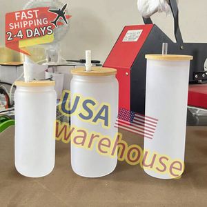 Verres à sublimation personnalisables avec couvercle en bambou et paille, 16oz, 18oz, 25oz, modèle ours givré - Product Image 1